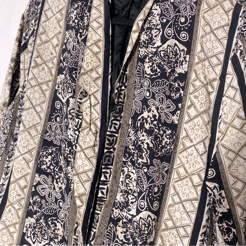 Vintage Tall Girl Cream Black Multi Print Lightweight Blazer L - Picture 7 of 12